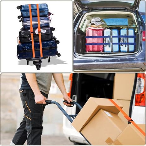 Spännband - Set avec 4 bandes d'entourage pour bagages, 4m x 25mm pour bagages de moto, vert foncé