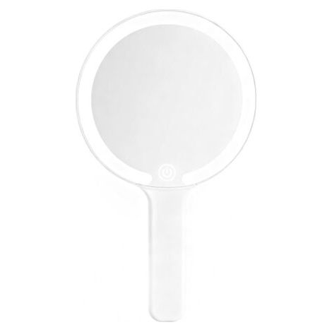BUNTHAUS Miroir à Main avec Poignée, Miroir de Maquillage Lumineux Portable, Interrupteur Tactile, 3 Couleurs Claires, pour la Coiffure, Le Maquillage, la Maison, Les Voyages (Rond) (1/5)