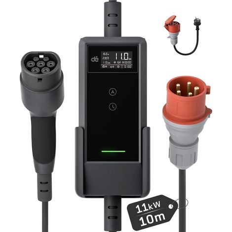 Electric Car Charger 11kW 10m [6A-16A, Three Phase] Electric Car Charging Cable Type 2 16A, EV Charger CEE Plug Compatible with Y, E-208, 500e and Other EV/PHEV (1/5)
