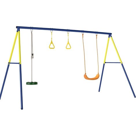 CHICFURN Altalena per bambini 3 in 1 285x160x181 cm in acciaio multicolore fino a 150 kg (1/5)