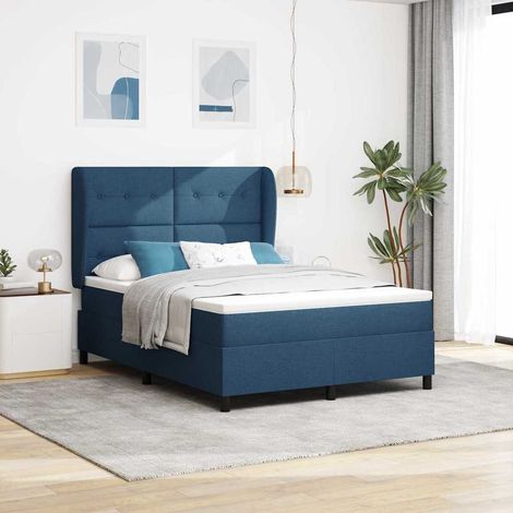 Boxspringbett mit Matratze mit Kopfteil Blau 140 x 200 cm Stoff (1/5)
