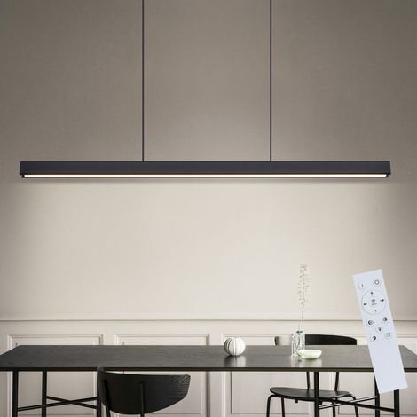 GBLY LED Suspendu lustre de salle à manger suspension dimmable lampe de table de salle à manger lampe de bureau noir avec télécommande 50W lampe de table moderne suspendue pendentif lampe 148,5CM (1/5)