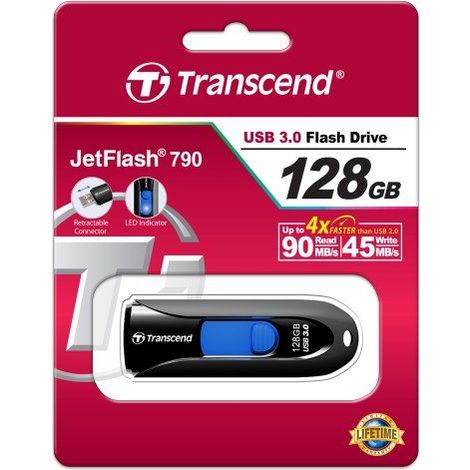 Memoria USB 128GB 3.0 Transcend JetFlash 790 negra (1/5)