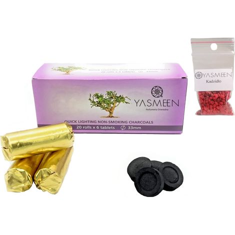 Carbone Yasmeen Bakhoor, 1 scatola da 120 pezzi - 33 mm (1/5)