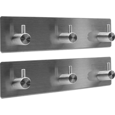 Kit de 2 crochets adhésifs inox étanche nickel brossé avec capacité de charge 27 kg (1/4)