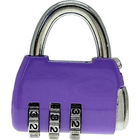 Cadenas à combinaison à 3 chiffres, serrures de sécurité robustes en alliage de Zinc pour valises, violet