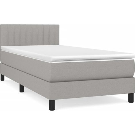 Lit simple,Lit adulte,Sommier à lattes de lit avec matelas Gris clair 100x200cm Tissu CFW3666504 (1/5)