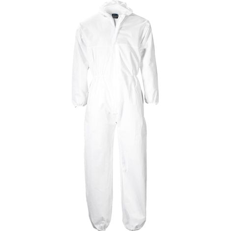 Portwest – Combinaison de protection jetable blanche – 100% polypropylène – Capuche avec serrage élastique – Taille L – Sachet de 10 unités - ST11WHR
