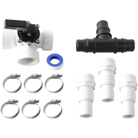 Monzana – Kit de dérivation 12 pièces pour piscine – Connecteurs en T 1,5 – Adaptateur ABS Ø 32 à Ø 38 mm – Vanne à 3 voies pour contrôle de débit (1/5)