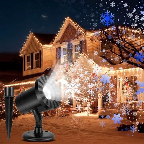 LED Snowflake Projector, IP65 Waterproof Christmas Projector Lights, Outdoor Christmas Projector Lamp for Wedding, Christmas, Birthday, Outdoor and Indoor Decoration (1/5)