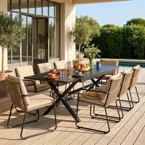 Table de jardin extensible aluminium 8 places anthracite - Ventura