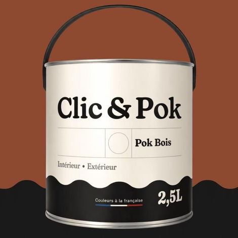 Peinture Bois Extérieur – POK BOIS - 2,5L - RAL 8004 - Brun cuivré- Résistante aux intempéries - Ne s'écaille pas