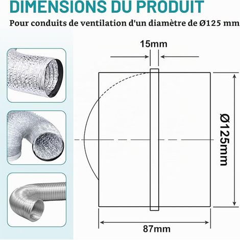 Ø125 mm Automatic Check Valve, Non-Return Valve with Rubber Seal Rubber for Extractor Hood and Ventilation Channel (1/3)