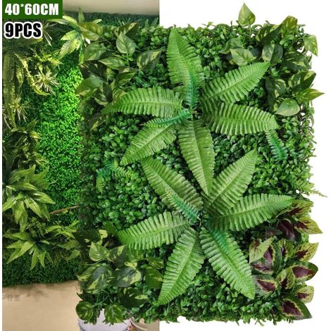 Künstliche Pflanzenwand Künstliche Hecke Pflanzenwand Grün für Landschaftsdekoration oder Hochzeitsfeier für Gärten Zäune Höfe 9 Stück 60x40cm