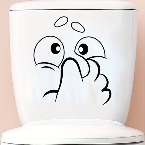 Autocollant WC amusant avec visage surpris, décoration de toilette autocollante pour Halloween et Noël, facile à appliquer et à retirer (1/5)