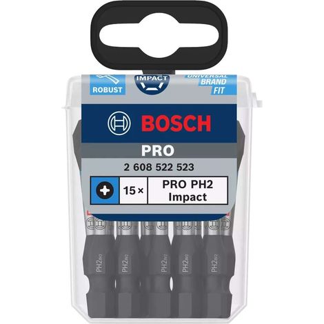 Bosch Accessori - Set di bit PH2, lunghezza 55 mm, 15 pezzi 2608522523