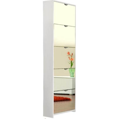 Scarpiera Koblenz 58x17x175 cm ante con specchio Koblenz bianco (1/2)