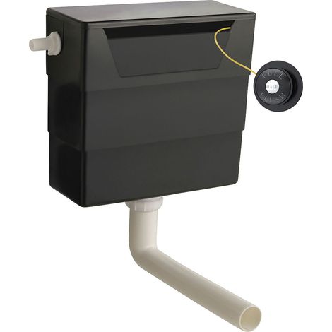 Universal Water Saving Dual Flush Side Inlet & Traditional Push Button - Matt Black/Black