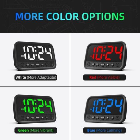 Réveil numérique - Horloge LED - Petit format - Horloge de bureau électrique - Horloge de chevet simple - Volume réglable - (1/5)