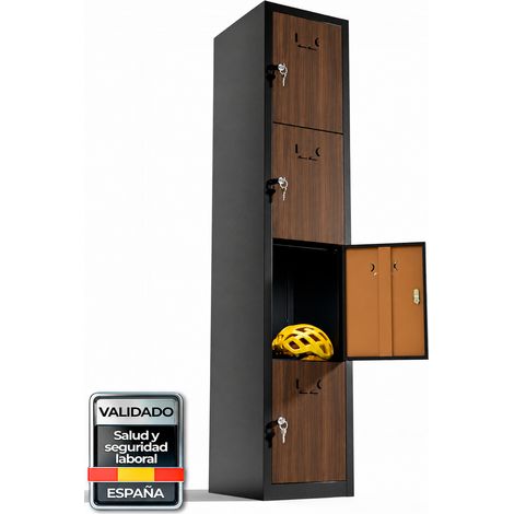 TwinThink Taquillas Vestuario Metalicas 4 Puertas cm Armario Metalico Con Llave Locker Para Oficina Gimnasio Taller Garaje Centro Educativo Almacenamiento Seguro Alta Resistencia (Efecto Madera) (1/5)