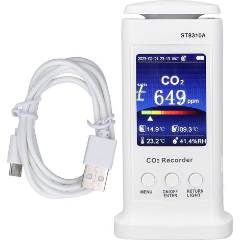Capteur CO2 Qualité de l'Air avec Écran Couleur, Boîtier ABS, Auto-Calibration, Détecteur de Dioxyde de Carbone pour Maison (1/5)