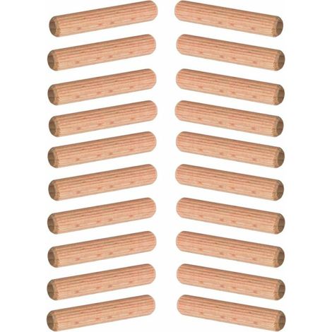– Lot de 20 chevilles en bois hêtre 10 x 60 mm – Goujon rainuré pour assemblage meubles – Pour bois dur et teck – Colle non incluse