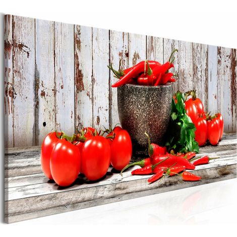 Tableau légumes rouges bois étroit - 135 x 45 cm (1/4)