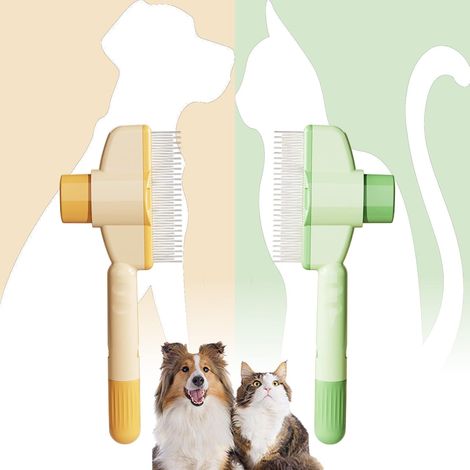 Cat and Dog Brush, 2 Pieces Long Hair Dog Brush, Short Hair Dog Brush, Cat Brush, Dog Comb, Suitable for Medium and Long Haired Dogs and Cats (1/5)