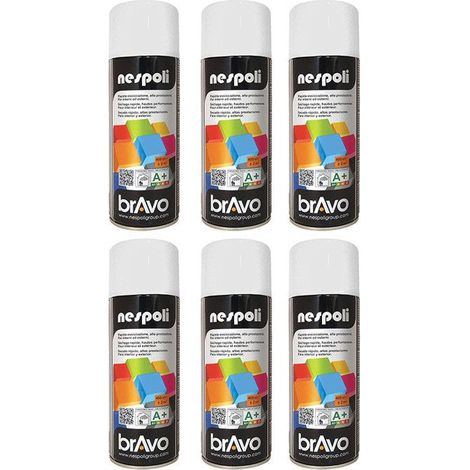 Lot de 6 bombes de peinture professionnelle Nespoli - blanc neige brillant