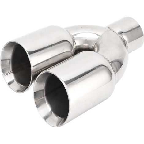63x89mm Auto Dual Auspuff Spitze Edelstahl Silber Schweißen Auf Auspuffrohr Universal Y Form Für Autos (1/4)