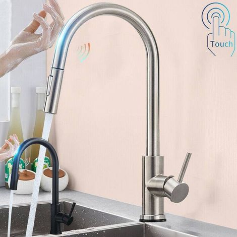 Trade Shop - Grifo Monocomando Para Fregadero Con Sensor Táctil Con Ducha Extraíble - (1/5)
