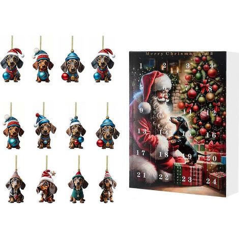 Weihnachts-Adventskalender aus Acryl, 24 Tage, Hundefigur, Feiertags- und Weihnachtskalender, Typ B