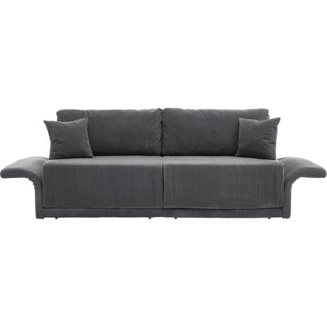Canapé convertible en velours côtelé 3 places multifonctionnel avec structure métallique, beige, pour salon et bureau (1/5)