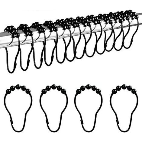 Anneaux de Douche en Acier Inoxydable (12pcs Noir) (1/4)