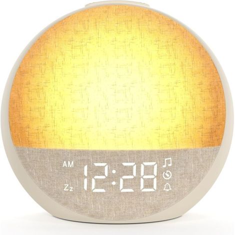 Sonnenaufgangs-Wecker. Wecklicht mit 7 Wecktönen. 30 Naturgeräusche. Timer. Schlummerfunktion. Nachttischlampe mit 11 Nachtlichtfarben. Geschenkidee für Kinder, Jugendliche und Erwachsene.