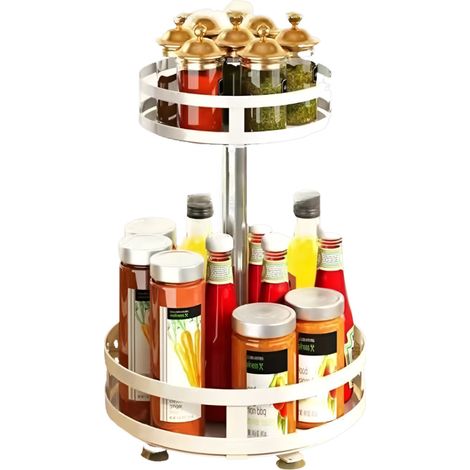 Étagère de rangement de cuisine rotative à 360 degrés, support pour épices, boîte de rangement pour huile, sel, sauce, vinaigre, support pour pots d'épices (1/5)