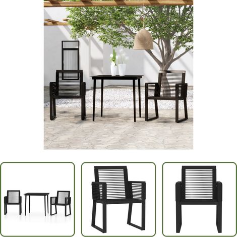 vidaXL Salle à manger extérieur - Ensemble à manger de jardin 3 pcs Noir (1/5)