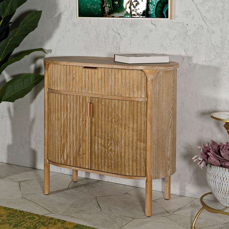Credenza Falomo, Madia un Cassetto, un Ripiano, Apertura Battente, Scorrevole, 81x46x82h cm Marrone Ciliegio (1/5)