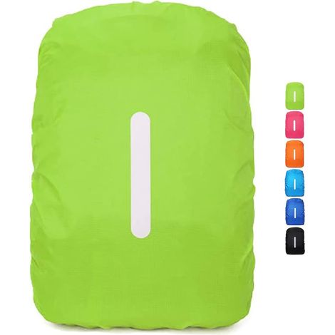 Packung reflektierende Rucksackhüllen fluoreszierend grün Größe S (84 x 64 cm), wasserdichte Rucksackhüllen, ideal zum Wandern, Radfahren und Bergsteigen (1/5)