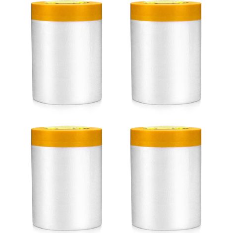 Lot de 4 Ruban de Masquage avec Bache de Protection Peinture, Masquage et Protection Premium, 55cm x 30m (1/5)