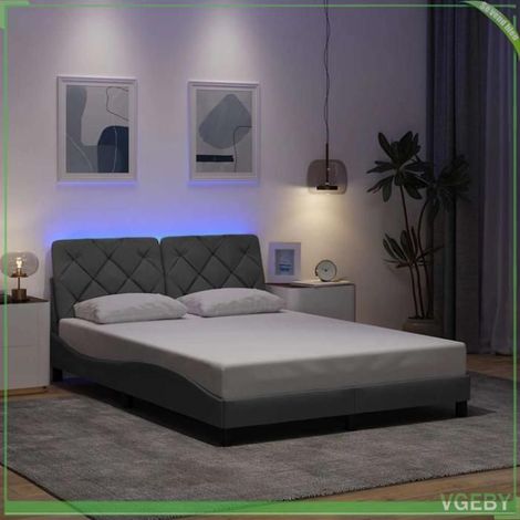 Cadre de lit - FAF7291712429651 - 120x200 cm - LED intégrée réglable - Tissu gris clair (1/5)