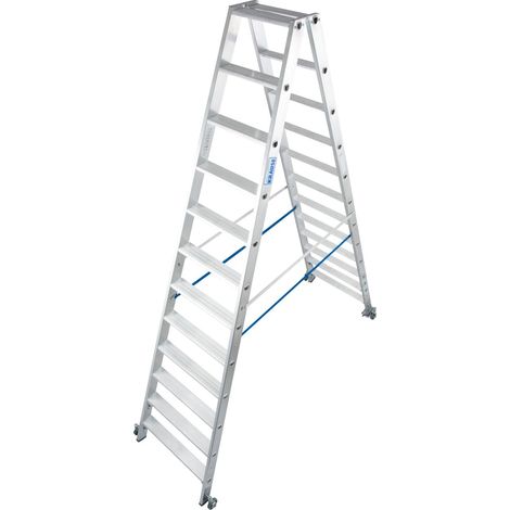 Krause Aluminium-Doppelleiter STABILO fahrbar 4,35 m Doppelstufenleiter (1/3)