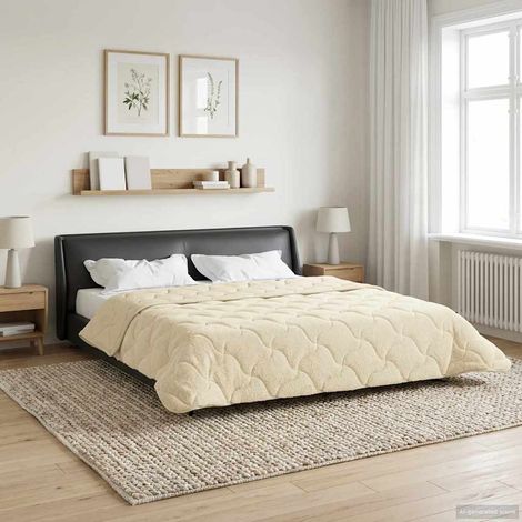 Winterbettdecke Creme 220 x 260 cm Mikrofaser und Teddy-Fleece