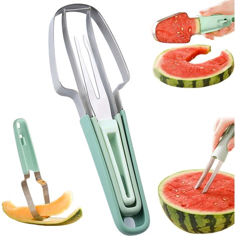 Recortadora de sandías 2-delige 3 en 1, Watermelonijsje Model en Meloenlepel, Creatief Keukengereedschap voor Vruchten (1/5)