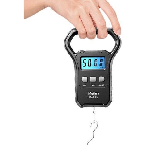 Balance Pesone de Pêche, 110lb/50kg Appareil à Bagages Suspendue avec écran LCD Rétro-éclairé, pour Valise avec Grande Poignée, Balance Postale Numérique (1/5)
