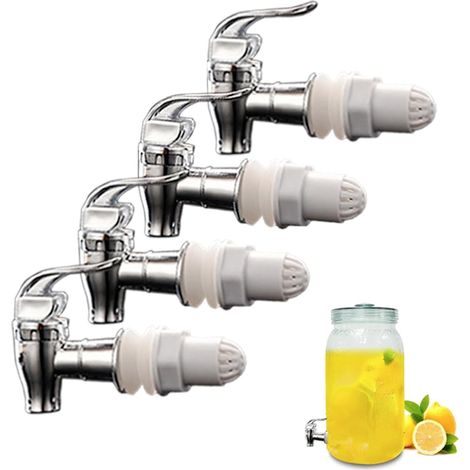 Lot de 4 robinets pour distributeur de boissons, robinet anti-obstruction, robinets de rechange à bouton-poussoir pour eau chaude et froide, cuve de fermentation, bière, vin, bouteilles de jus, seaux (1/5)