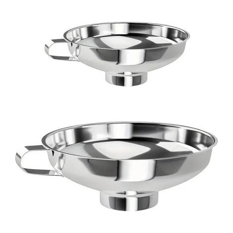 Dailygoody, Embudo de cocina de acero inoxidable, Embudo ancho con asa, Perfecto para mermeladas y líquidos, Plateado, 2 tamaños (1/5)