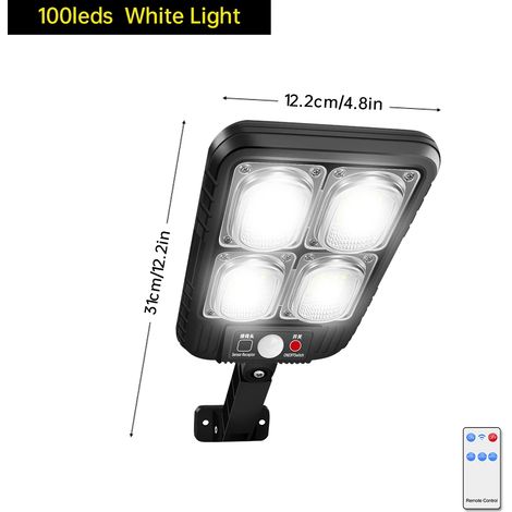 (2PCS-100LED Blanc) Lampadaire solaire étanche IP65, lampe solaire extérieure avec détecteur de mouvement et télécommande, compatible avec jardin et cour (1/5)