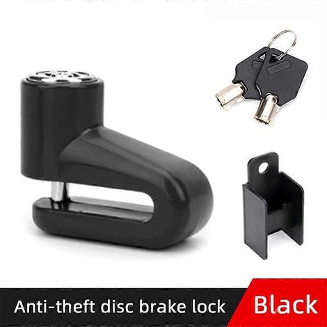 Antivol de disque de frein pour motos, scooters et quads, support robuste en forme de U avec cordelette de rappel et 2 clés, antivol de disque portable pour vélos électriques (1/5)