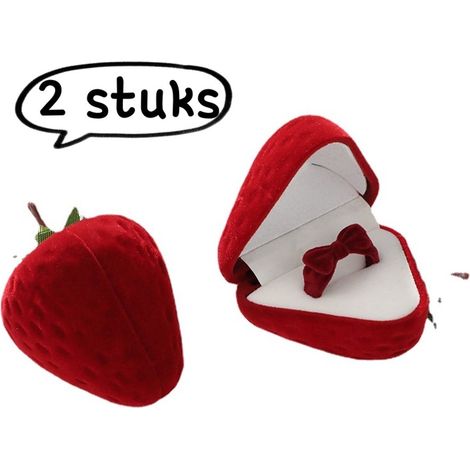 Lot de 2 boîtes à bijoux en forme de fraise pour enfants avec décoration à paillettes coffrets de rangement et cadeaux couleur rouge (1/5)